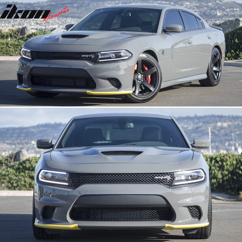 Fits 15-23 Dodge Charger SRT8 Hellcat Front Bumper Cover&Front Lip&Splitter Rod