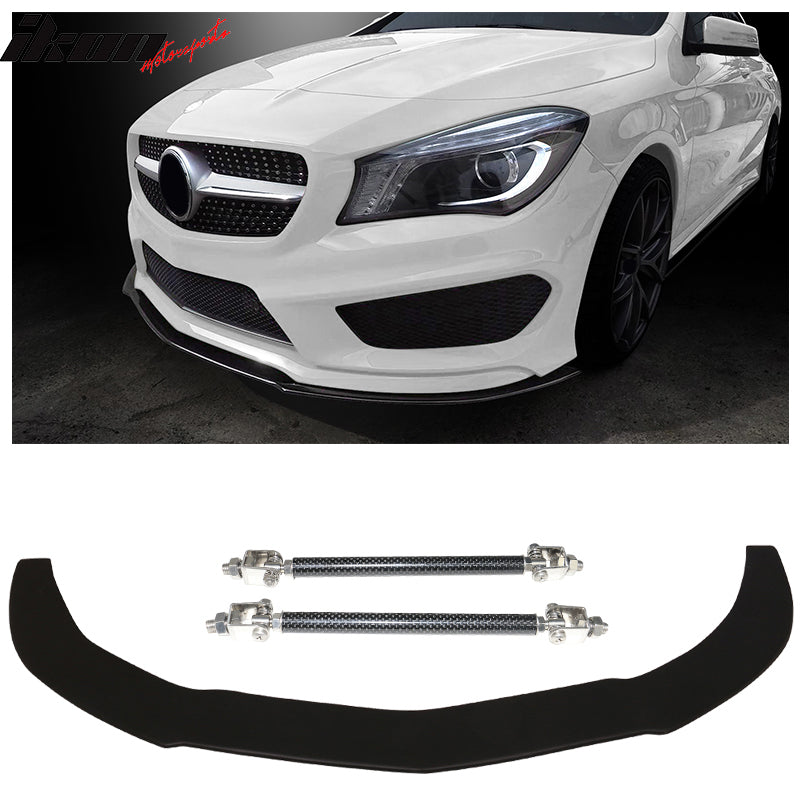 2014-2018 Benz CLA W117 Coated Textured Front Lip & Splitter Rod