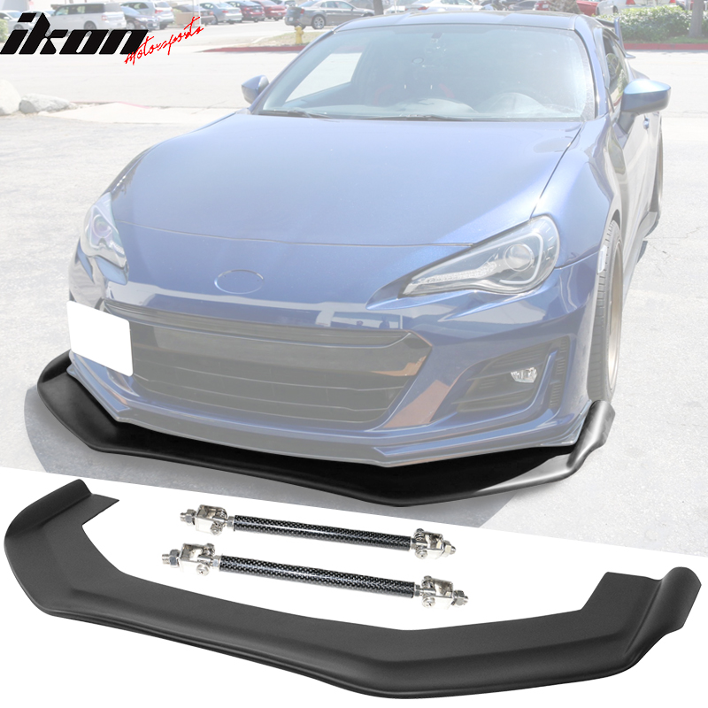 Universal RB 68x20in PP Front Bumper Lip & CF Splitter Rod