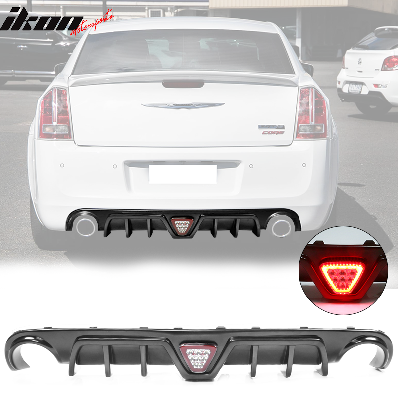 Fits 12-14 Chrysler 300 SRT Shark Fin Rear Diffuser Lip with LED Light