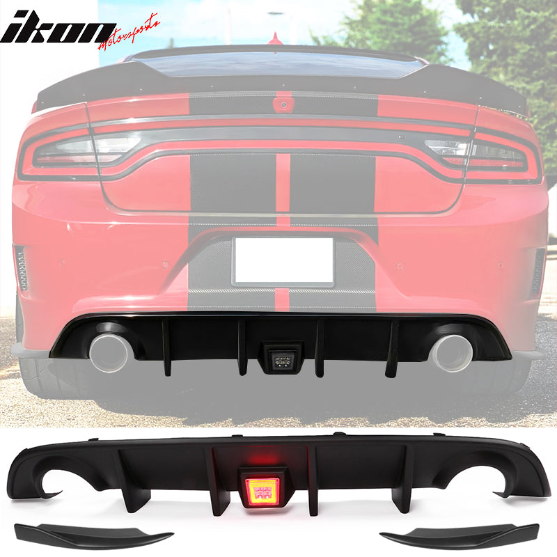 2015-2023 Dodge Charger Rear Diffuser V2 Side Lip Smoke LED Brake Lamp