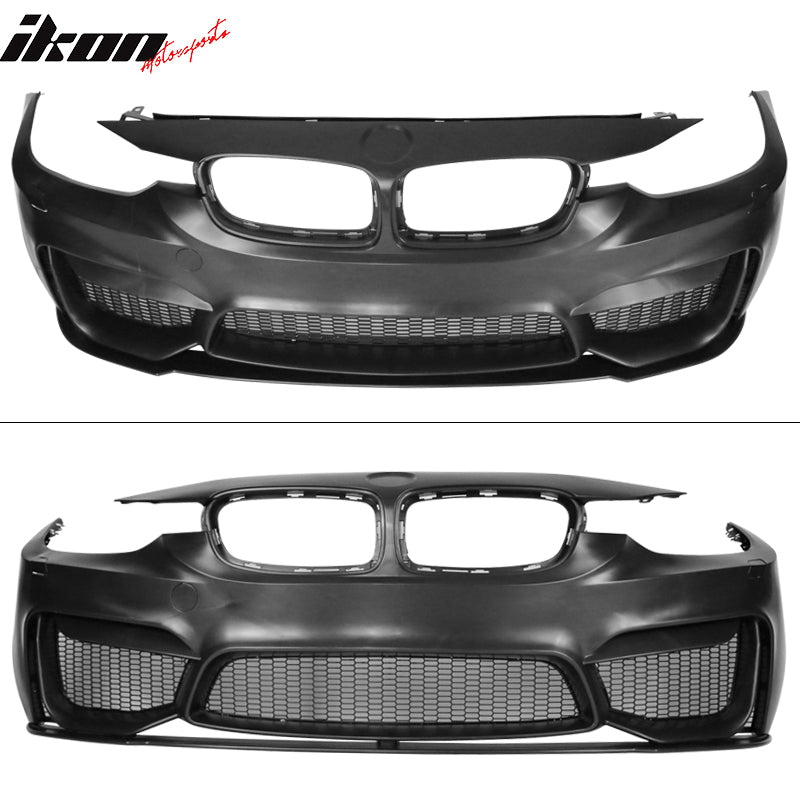 IKON MOTORSPORTS, Front Bumper Cover Compatible With 2012-2018 BMW F30, 3 Series Sedan M3 Style PP Polypropylene Front Bumper Conversion Replacement, 2013 2014 2015 2016 2017