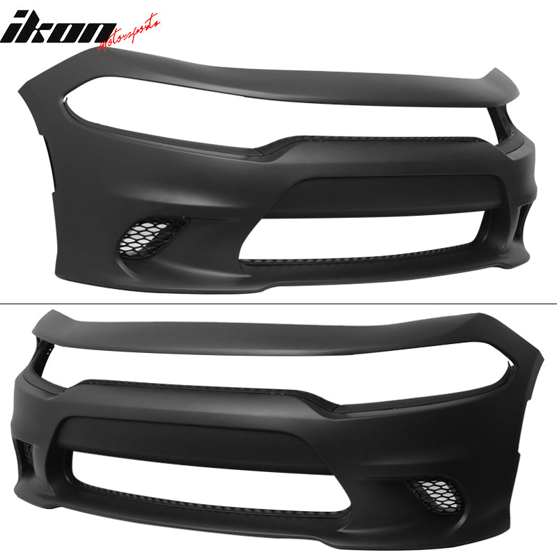 Fits 15-23 Dodge Charger SRT Front Bumper Fascia + Updated 2019 Style Grilles