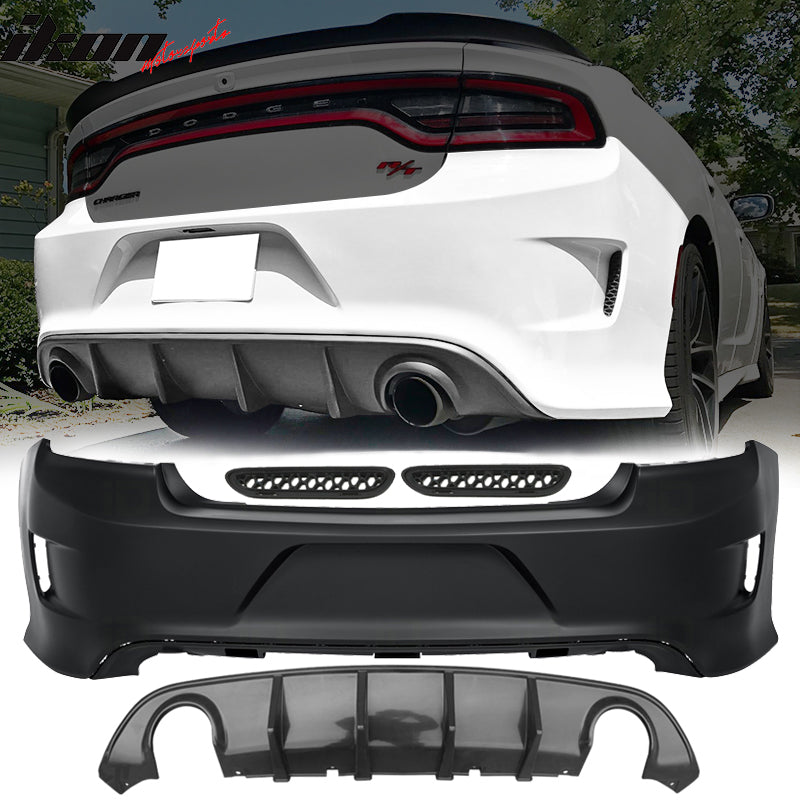 2015-2023 Dodge Charger Black Rear Bumper Conversion Diffuser Lip PP