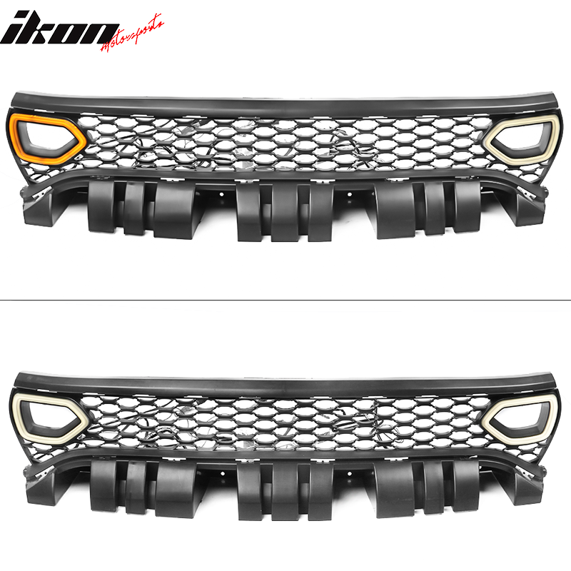 Fits 15-23 Dodge Charger SRT Style Front Upper & Lower Grille w/ LED Lights