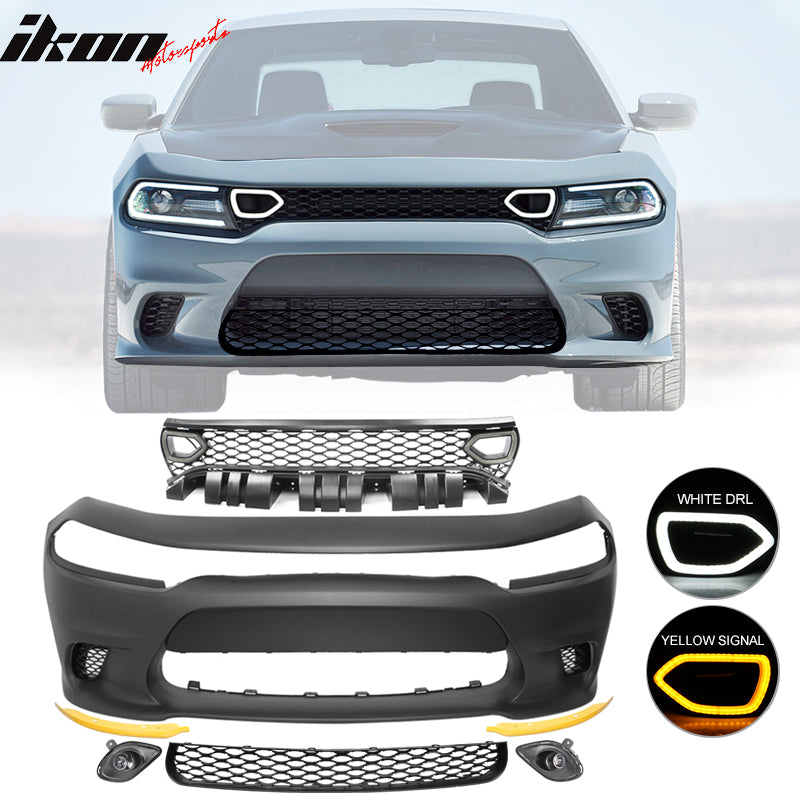 2015-2023 Dodge Charger Black Front Bumper Foglights Grille Lights PP