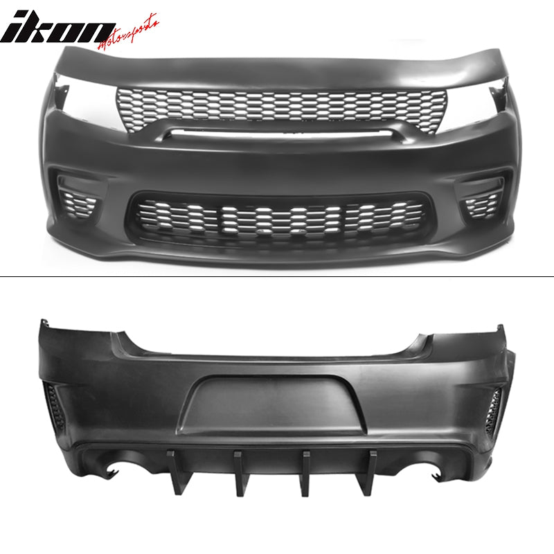 Fits 15-23 Dodge Charger Widebody Whole Bumper Side Matte Black Diffuser Kits