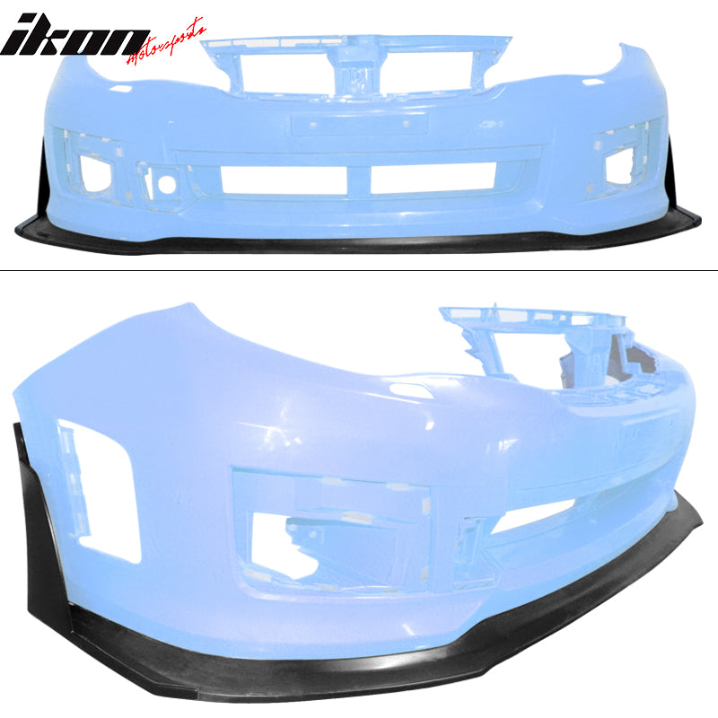 IKON MOTORSPORTS, Front Bumper Lip & Front Lip Splitter Winglets Compatible With 2011-2014 Subaru WRX STI, 2PCS Front Bumper Chin Winglets PU Poly Urethane Unpainted Black IKON V6 Style, 2012 2013