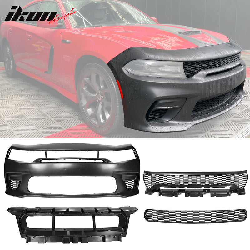 2015-2023 Dodge Charger Front Bumper & Grille Sedan Widebody Black PP