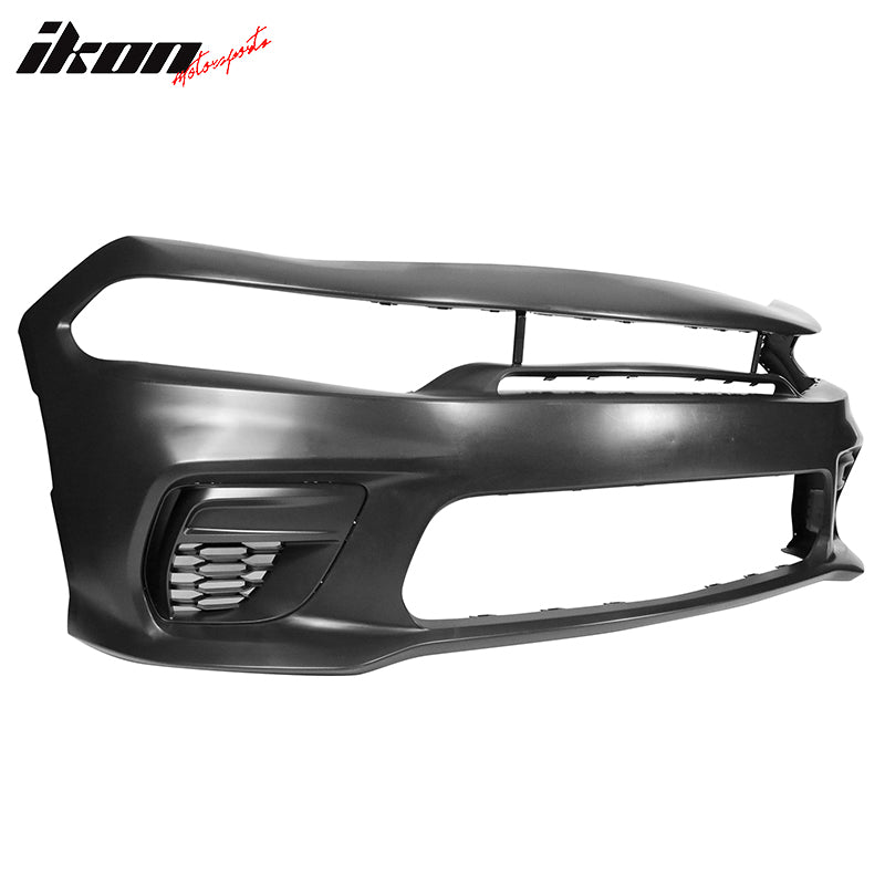 Fits 15-23 Charger PP Front Bumper SRT LED Upper Lower Grille Foglight Cover