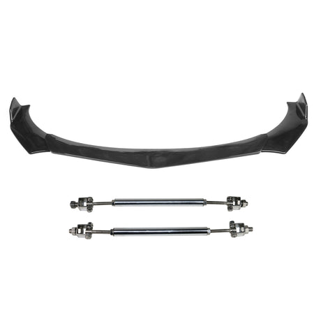 IKON MOTORSPORTS, 3PCS Front Bumper Lip + 2PCS Strut Rods Compatible With Honda Civic 62"-66" Width Car,  B Style