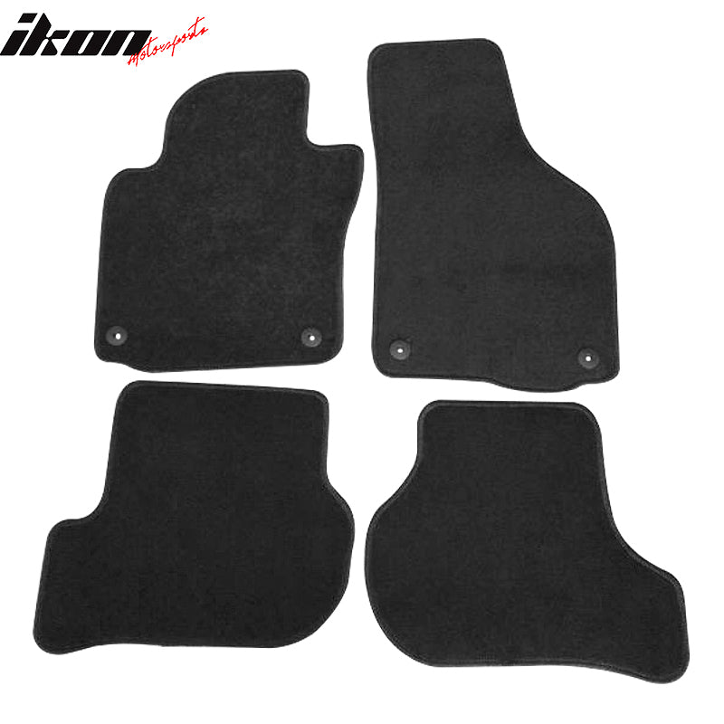 Floor Mats Compatible With 2006-2009 VOLKSWAGEN GOLF RABBIT GTI, Nylon Black Front Rear Carpet by IKON MOTORSPORTS, 2007 2008