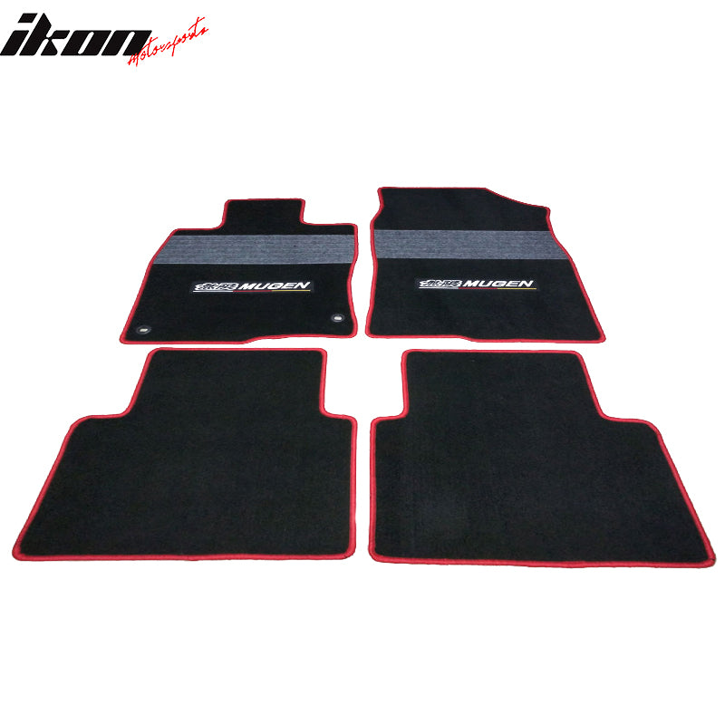 Fits 16-21 Honda Civic Mugen Floor Mats Black With Gray Stripe