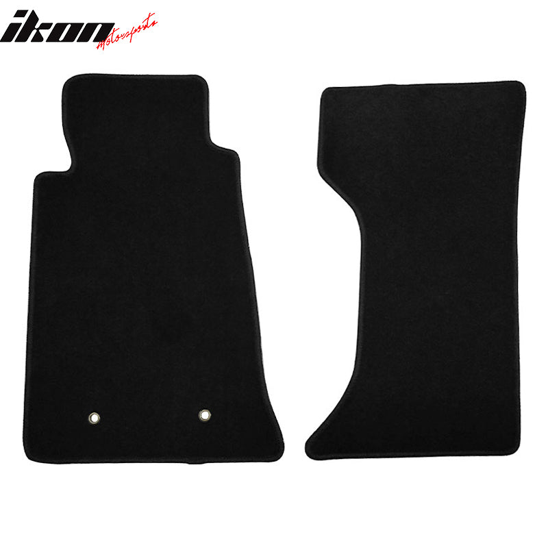 Floor Mat Compatible With 2006-2015 Mazda Miata MX-5, Factory Fitment Floor Mats Carpet Front & Rear Black 2PC Nylon by IKON MOTORSPORTS, 2007 2008 2009 2010 2011 2012 2013 2014