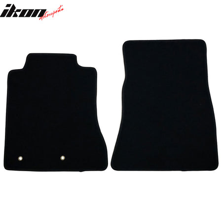 Floor Mats Compatible With 2015-2024 Ford Mustang, Black Nylon Front Flooring Protection Interior Carpets 2PC By IKON MOTORSPORTS, 2016 2017 2018 2019 2020 2021 2022 2023