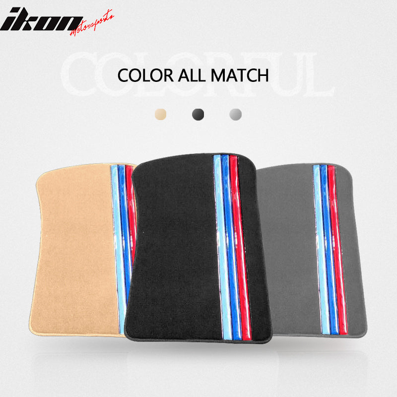 98-06 3-Series E46 4PCS Floor Mats Carpets Black W/3 Colors Strips FOR: (BMW)