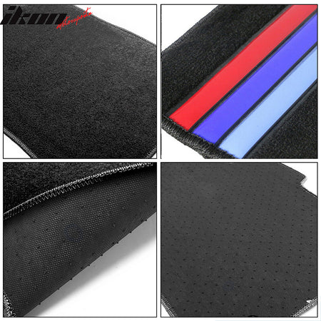 98-06 3-Series E46 4PCS Floor Mats Carpets Black W/3 Colors Strips FOR: (BMW)