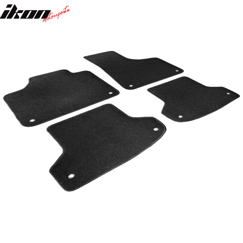 Floor Mats Compatible With 2006-2013 Audi A3, 4 PCS Black Nylon Front Carpets Flooring Protection Interior By IKON MOTORSPORTS, 2007 2008 2009 2010 2011 2012