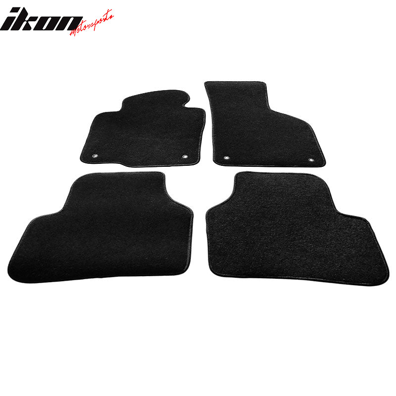 Floor Mats Compatible With 2009-2017 Volkswagen CC, 4 PCS Black Nylon Front Carpets Flooring Protection Interior By IKON MOTORSPORTS, 2010 2011 2012 2013 2014 2015 2016