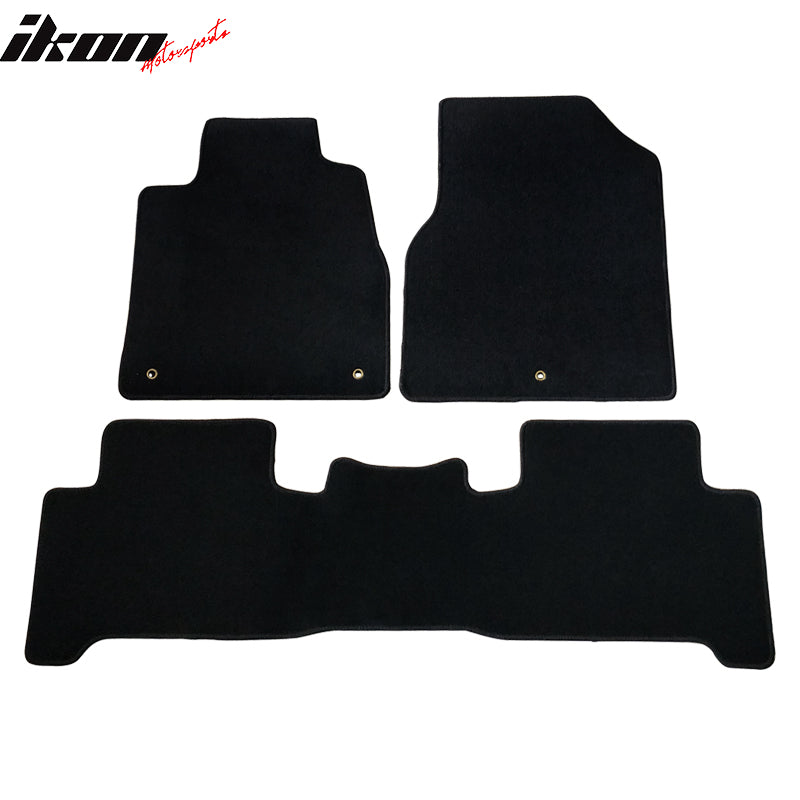 Fits 07-13 Acura MDX Black Nylon Floor Mats Carpets Front & Rear 3 Pieces Set