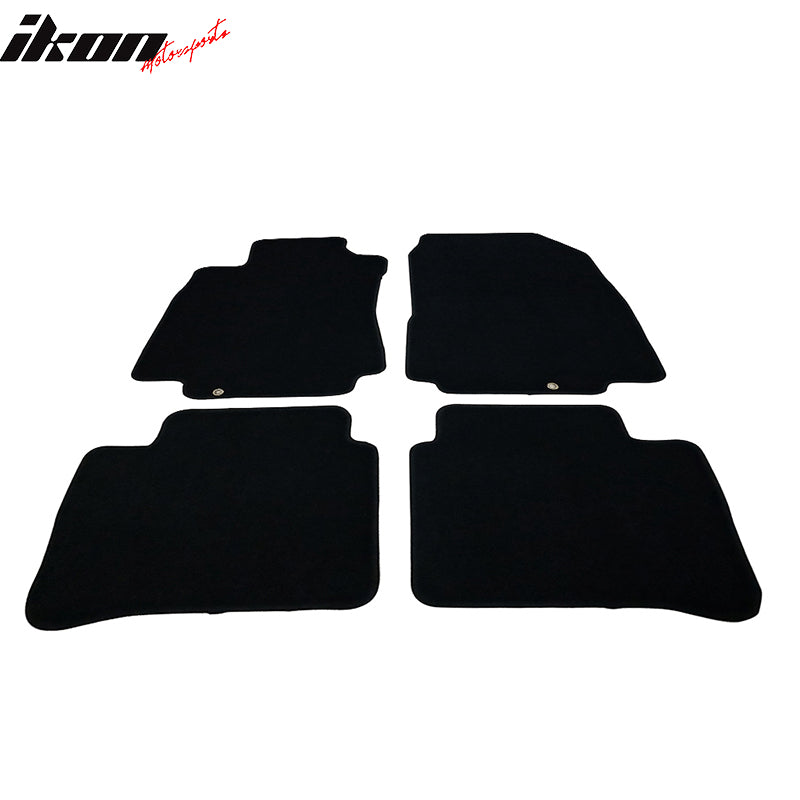 Floor Mats Compatible With 2007-2012 Nissan Versa, 4 PCS Black Nylon Front Carpets Flooring Protection Interior By IKON MOTORSPORTS, 2008 2009 2010 2011