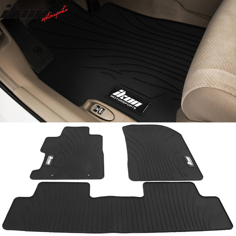 IKON MOTORSPORTS, Floor Mats Compatible With 2006-2011 Honda Civic Coupe & Sedan, Latex Rubber Custom Fit All Weather Easy Clean Interior Car Carpets Full Set 3 Pieces