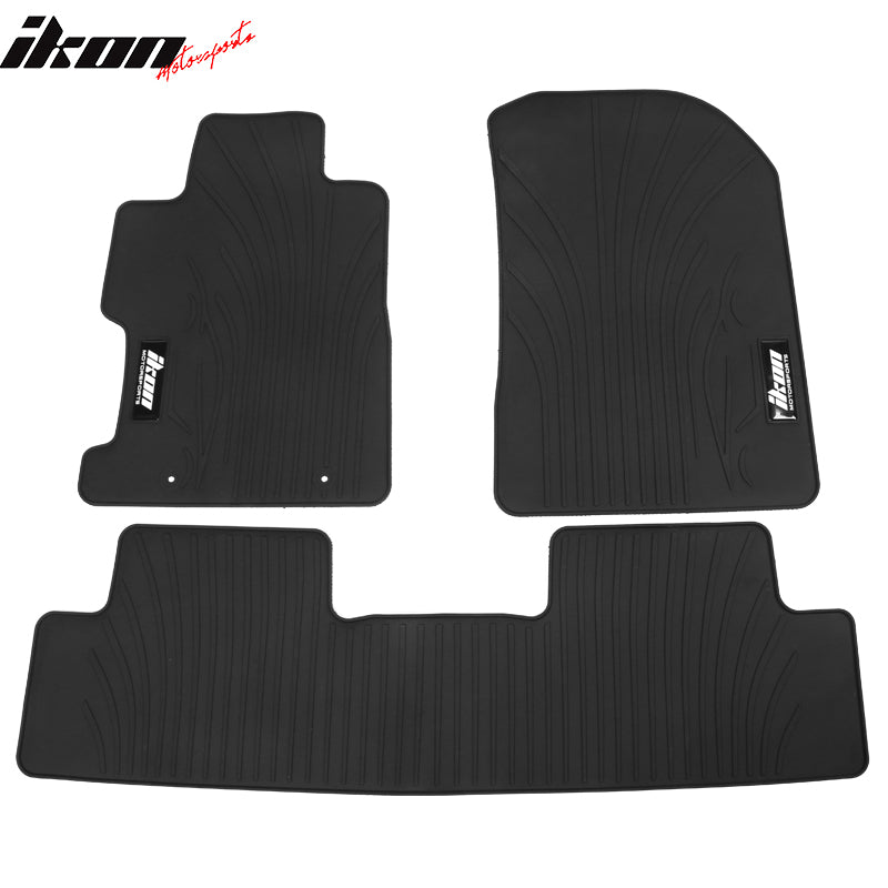 IKON MOTORSPORTS, Floor Mats Compatible With 2006-2011 Honda Civic Coupe & Sedan, Latex Rubber Custom Fit All Weather Easy Clean Interior Car Carpets Full Set 3 Pieces