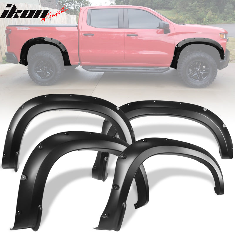 2019-2022 Chevy Silverado 1500 Pocket Fender Flare Smooth Black PP 4PC