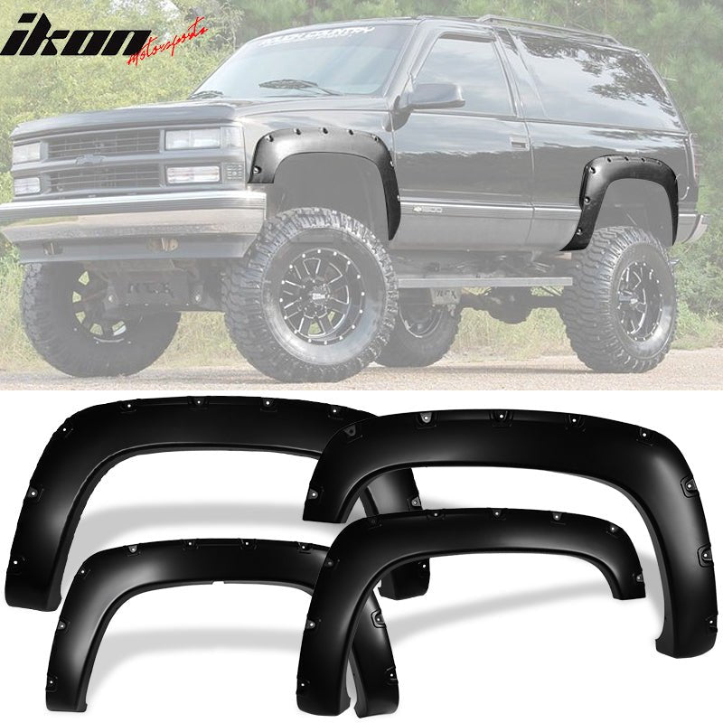 1988-2000 Chevy C1500 K1500 CK Pocket Rivet Style PP Fender Flares 4PC