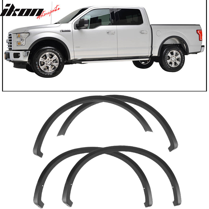 2015-2017 Ford F150 Pickup 4Dr 2Dr Smooth Black Fender Flares PP 4Pcs