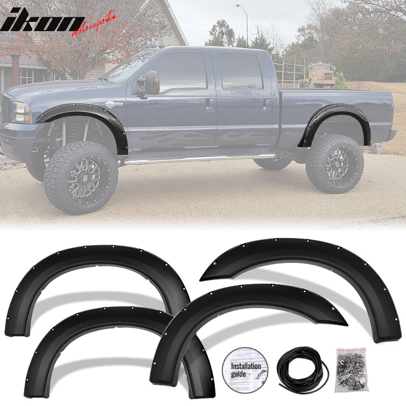 1999-2007 Ford F250 350 Super Duty Black Fender Flares Set PP 4PCS