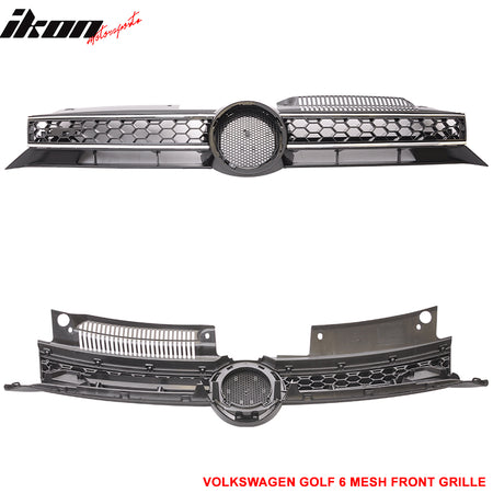 Fit 10-14 Volkswegen Golf MK6 GTI Jetta Front Upper + Lower Grille W/Chrome Trim