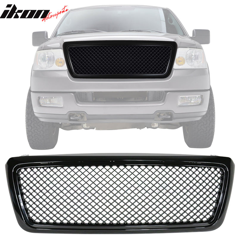 2004-2008 Ford F150 All Black Mesh Style Front Bumper Hood Grille ABS