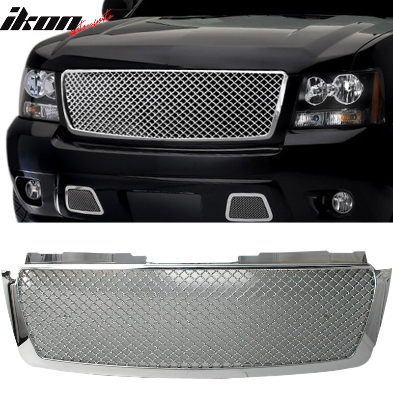 2007-2014 Tahoe Suburban Avalanche Mesh Chrome Bumper Hood Grille