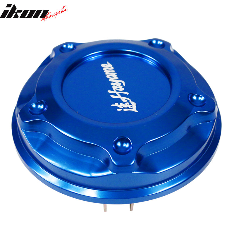 IKON MOTORSPORTS, Oil Cap Compatible With 95-99 Mitsubishi Eclipse, Hayame Style Blue Replacement Engine Oil Cap Cover, 1996 1997 1998