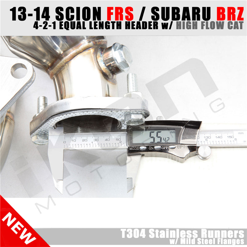 Fits Scion FRS Subaru BRZ 4-2-1 Equal Length Header EL+Spun High Flow Cat