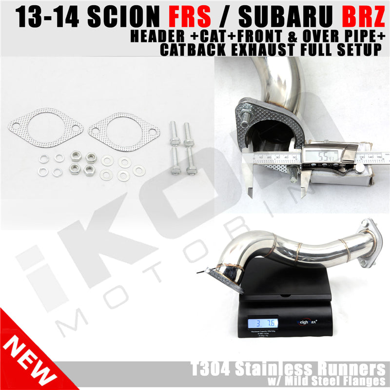 For 13-20 Scion FRS/BRZ/Toyota 86 Header Over Pipe Catback Exhaust Dual 4.5 Tips