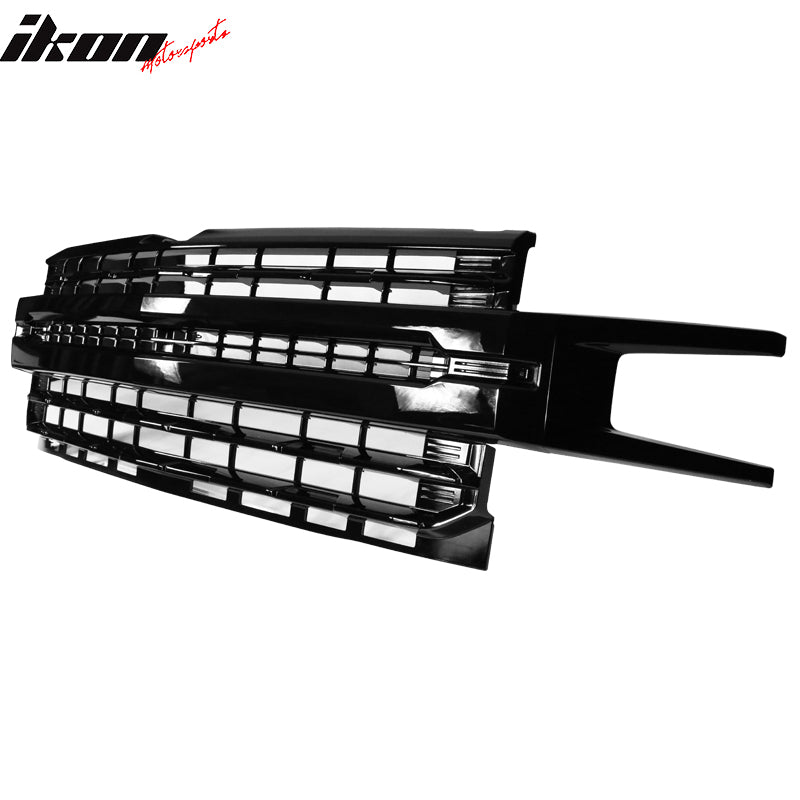 Fits 19-21 Chevy Silverado 1500 LTZ Front Bumper Hood Mesh Grille - Gloss Black