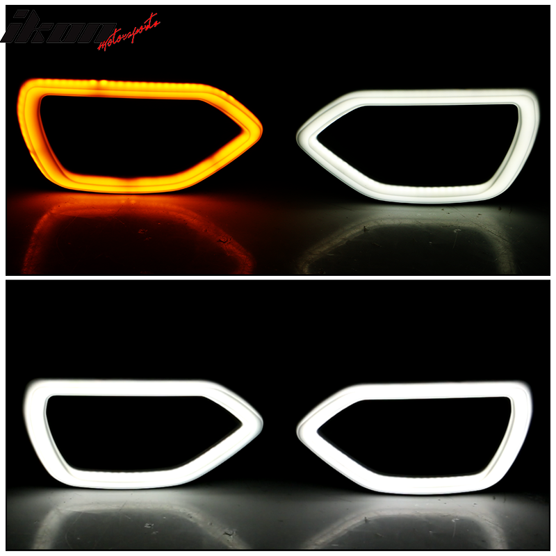 Fit 15-23 Dodge Charger SRT Scat Pack 2PC Smoke LED DRL Bezel Grille Lights Lamp