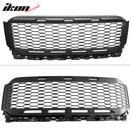 Fits 2021-2023 Ford F-150 Front Mesh Hood Grill Grille ABS R Style W/LED