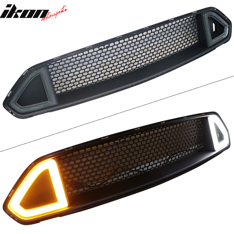 Fits 18-23 Ford Mustang Upper Grille with DRL Yellow Turn Signal LED Light