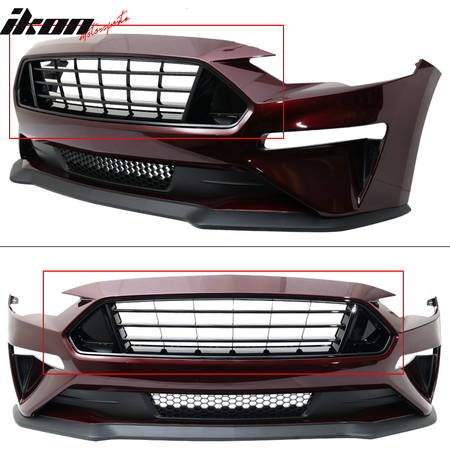 IKON MOTORSPORTS Grille Compatible With 2018-2022 Ford Mustang, Front Upper Grid Grill ABS