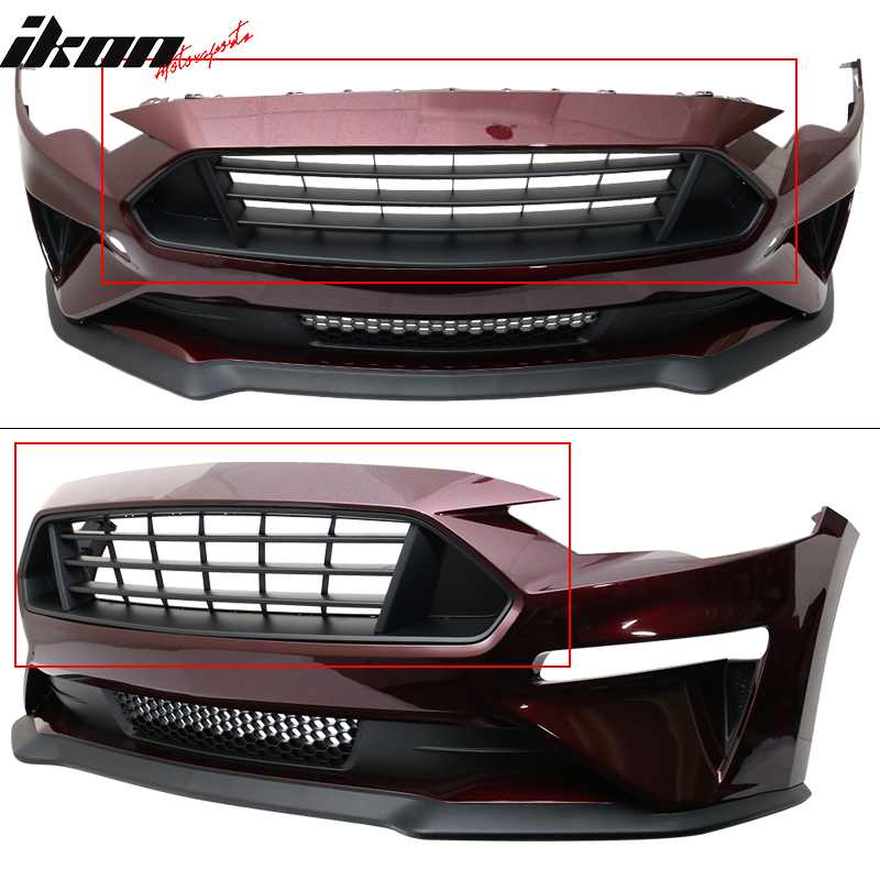 IKON MOTORSPORTS Grille Compatible With 2018-2022 Ford Mustang, Front Upper Grid Grill ABS