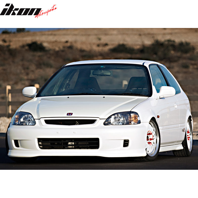 IKON MOTORSPORTS, Grille Compatible With 1996-1998 Civic, ABS Black Front Bumper Hood Grill Hood Guard by, 1997