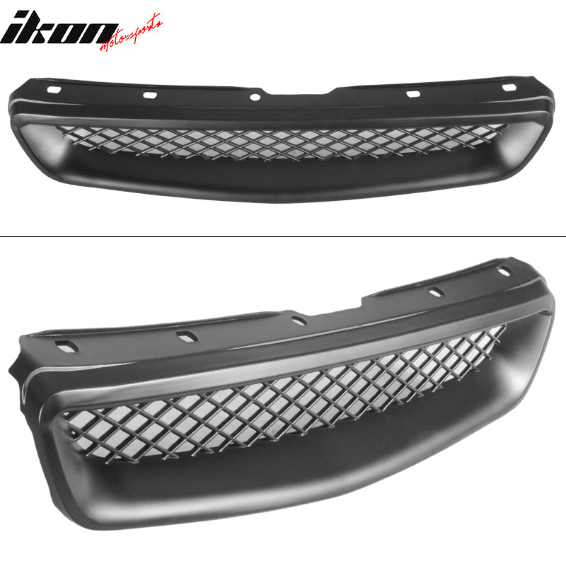 For 96-98 Honda Civic EJ EK Type R Front Hood Grille Mesh Upper Grill Black ABS