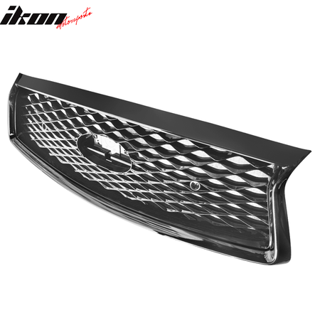 IKON MOTORSPORTS, Front Grille Compatible With 2018-2024 Infiniti Q50, ER Style Gloss Black Front Bumper Mesh Hood Upper Grill