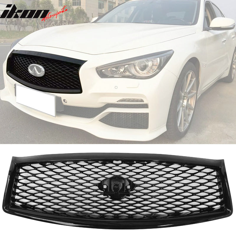 Fits 14-17 Infiniti Q50 Sedan Eau Rouge Concept Mesh Grille in GLOSS Black