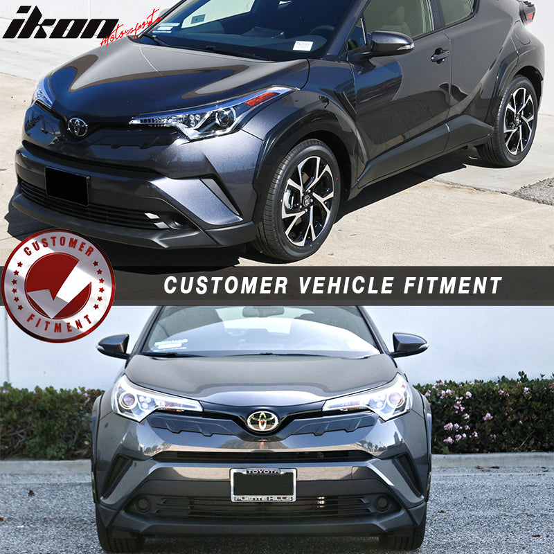 Grille Compatible With 2016-2018 Toyota C-HR, MD Grille Overlay Carbon Fiber Print Front Bumper Guards By IKON MOTORSPORTS