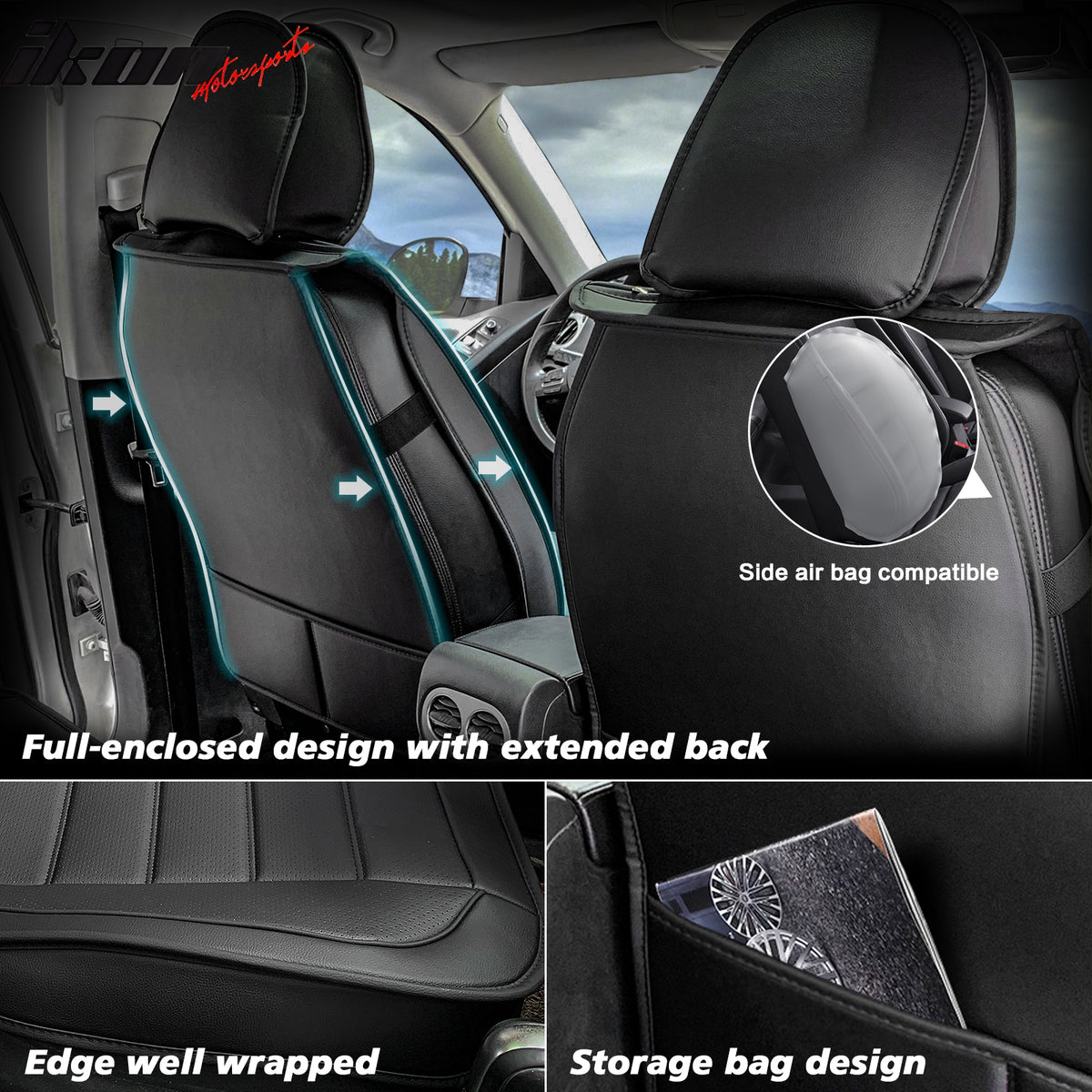 Universal PU Leather Car Seat Covers Cushions Protector 04 Style Set