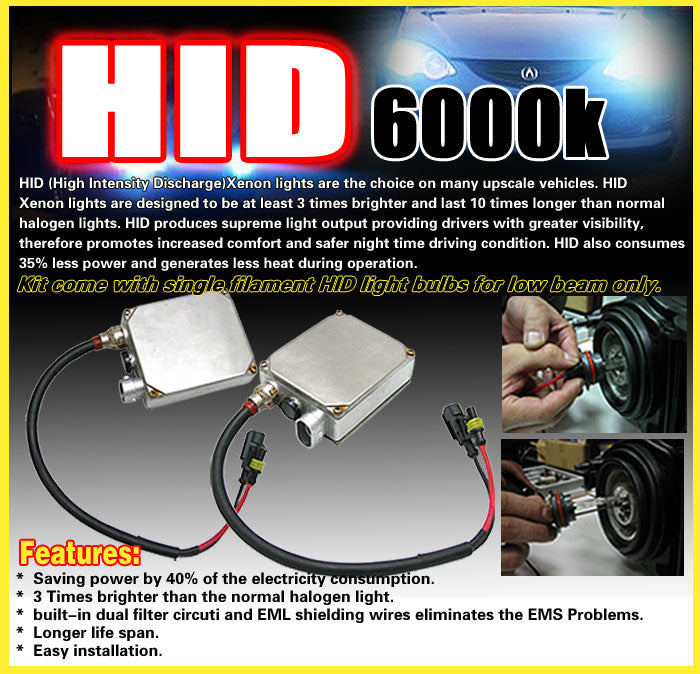 6000K Hid Compatible With 96-98 Honda Civic EK JDM Yellow Fog Lights Lamps